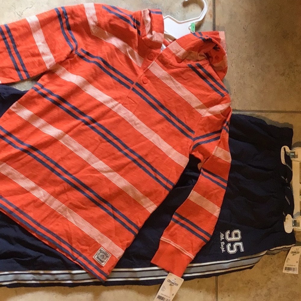 Boys Oshkosh flannel lined pants with LSH shirt